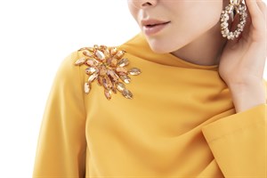 Yakası Taşlı Elbise ZEMS-3107