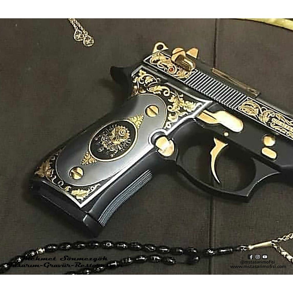 Beretta 92FS Gravür // Klasik Desen Gravür,Alüminyum Gravürlü Kabze