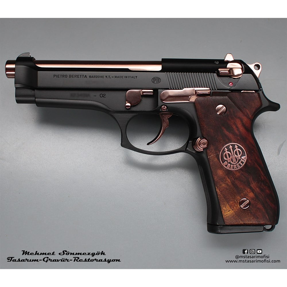 Beretta 92FS Kaplama // Siyah Krom,Parçalar Rose