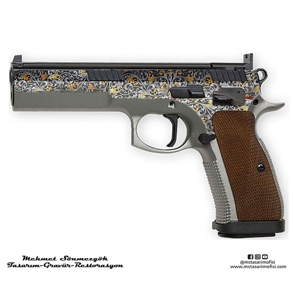 CZ 75 Tactical Sport Gravür // Yanaklar Gravür,Füme Titanyum