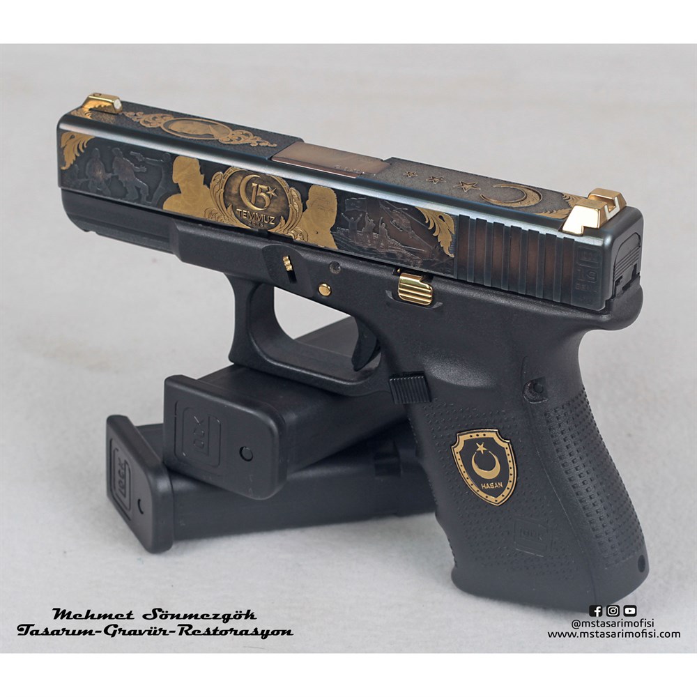 Glock 19 Gravür // 15 Temmuz,Polimer Gövde Logolu