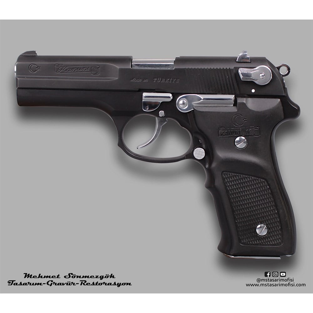 Kanuni 9mm Kaplama // Siyah Krom,Parçalar Parlak