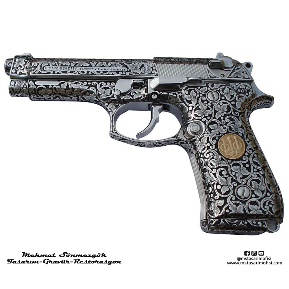 Beretta 92FS Gravür // Full Desen Özel Tasarım Gravür