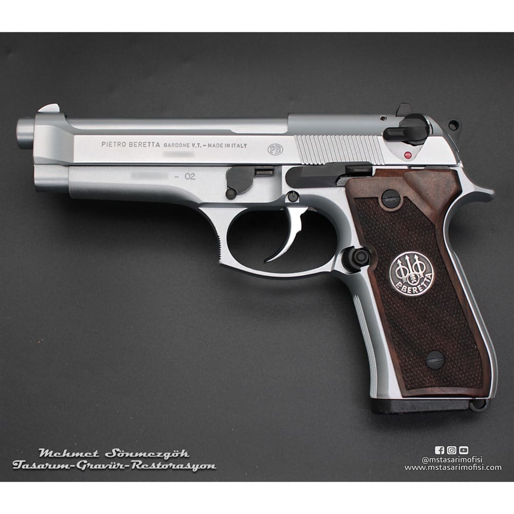 Beretta 92FS Kaplama // Beyaz Krom,Parçalar Siyah