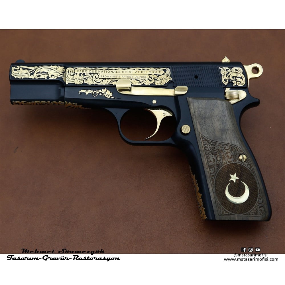 Browning HP Gravür // Serpme Gravür Model,Siyah Altınlı Model