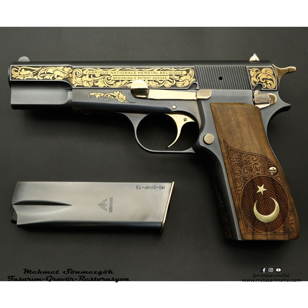 Browning HP Gravür // Serpme Gravür,Füme Altınlı Model
