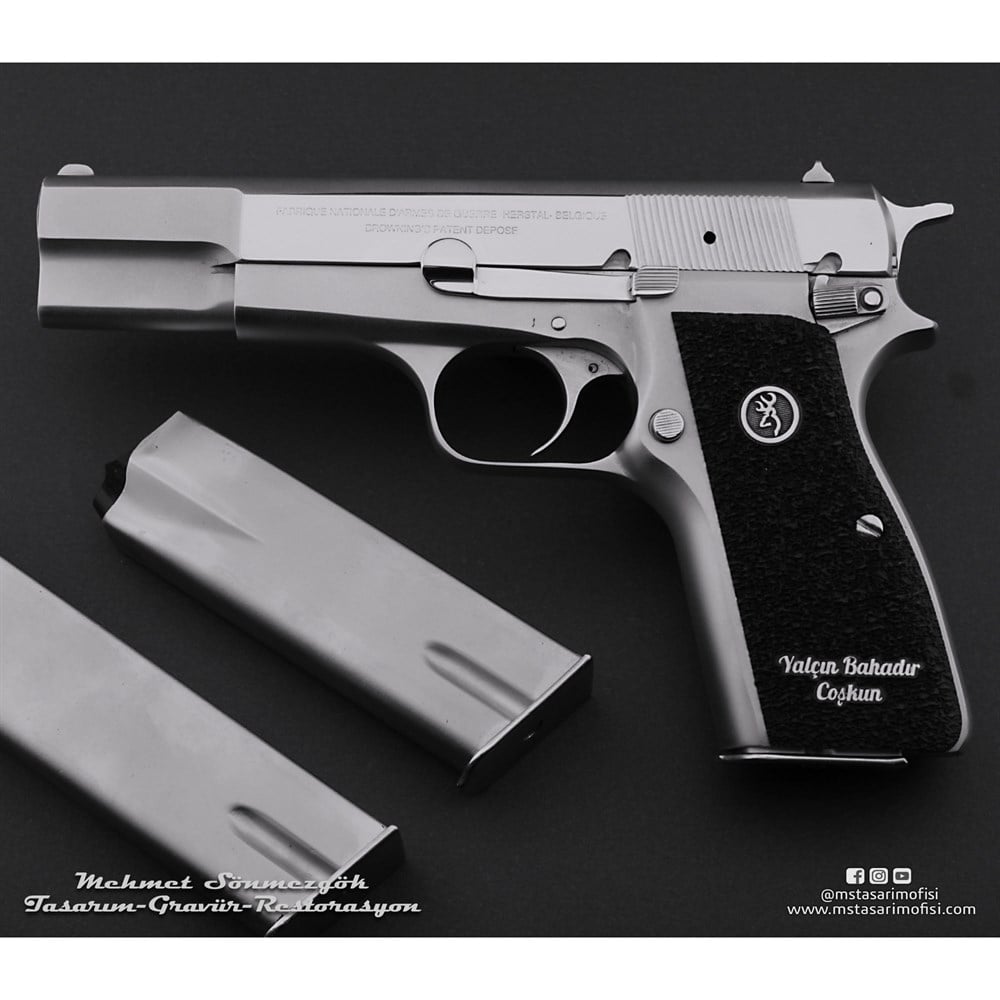 Browning HP Kaplama // Beyaz Krom,Parçalar Parlak