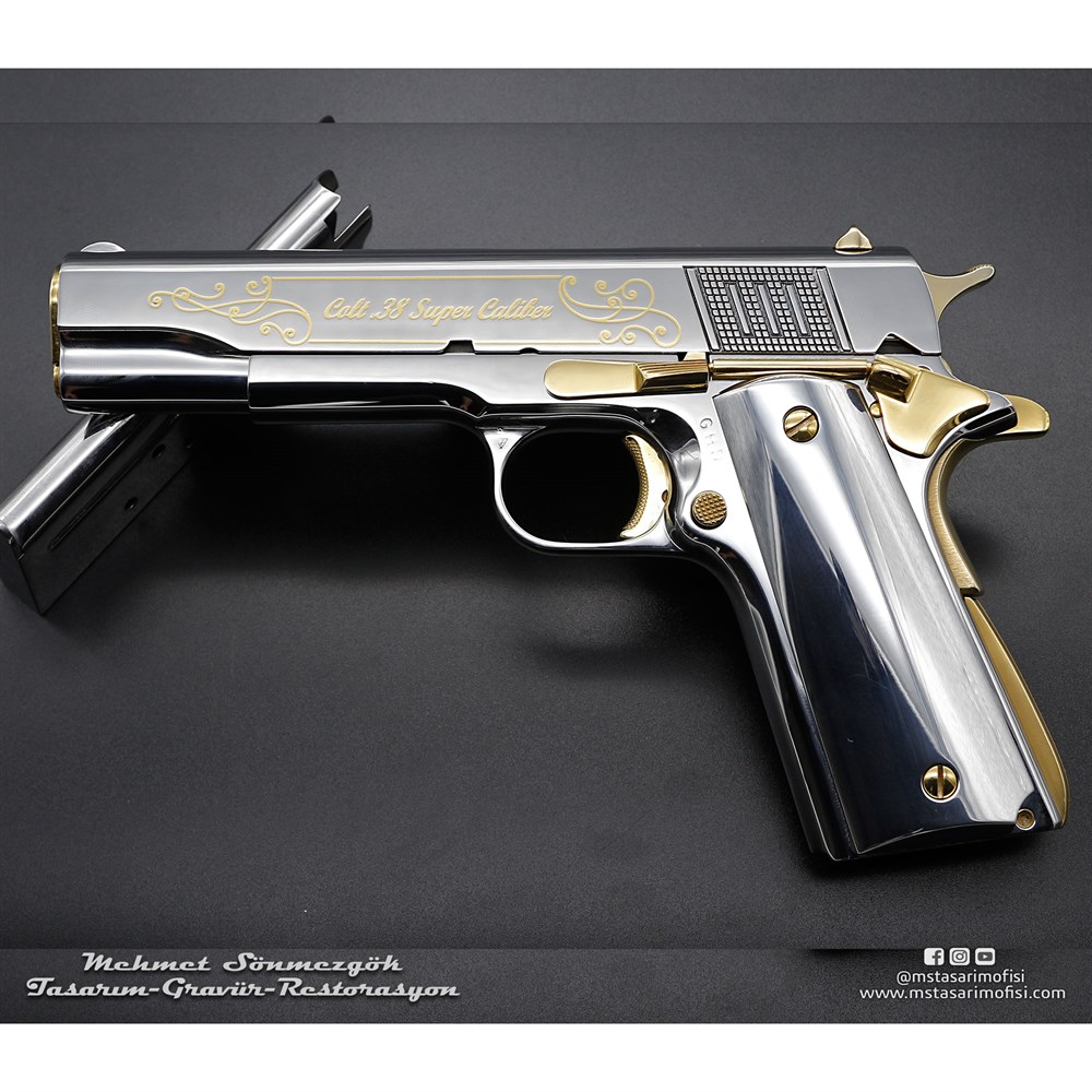 Colt Super 38 Gravür // Çekme Kertiği,Altın Tel Kakma