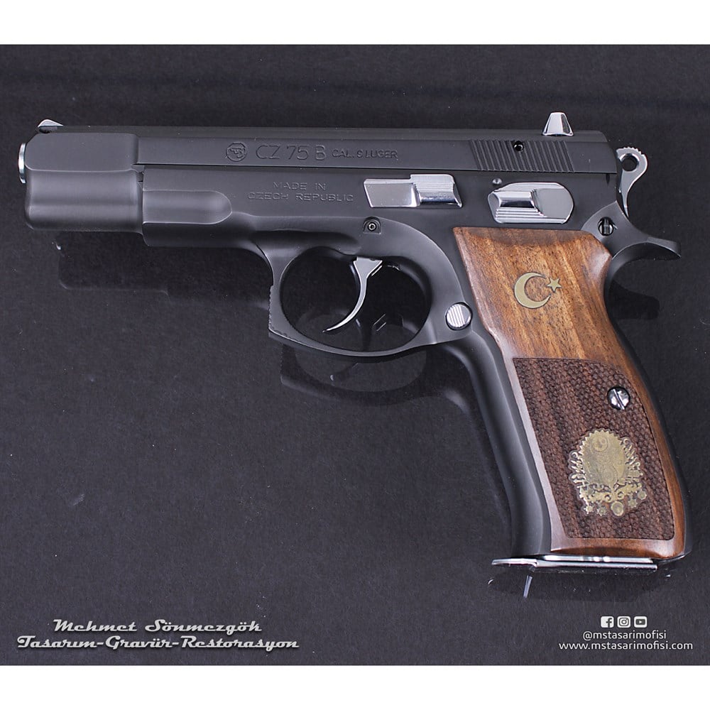CZ 75B Kaplama // Siyah Krom,Parçalar Beyaz