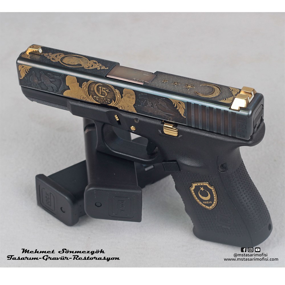 Glock 19 Gravür // 15 Temmuz,Polimer Gövde Logolu