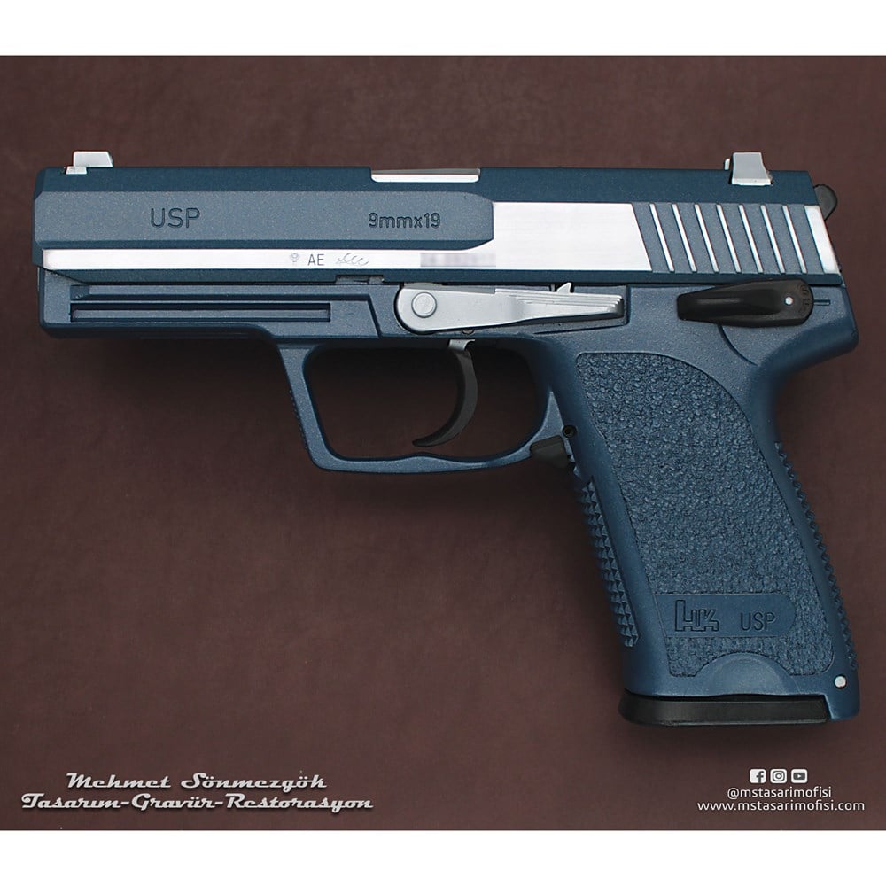 Hk USP Kaplama // Cerakote Mavi,Yanaklar Parlak