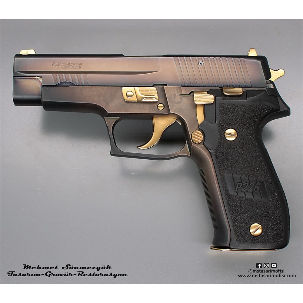 Sig Sauer P226 Kaplama // Eskitme Füme Titanyum,Parçalar Sarı