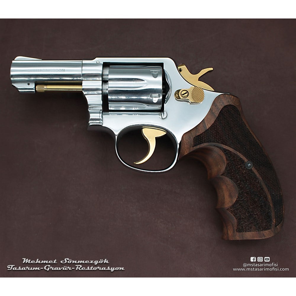 Smith & Wesson.38 Kaplama // Parlak Krom,Parçalar Sarı