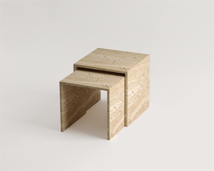 Amaya-Travertine Side Table