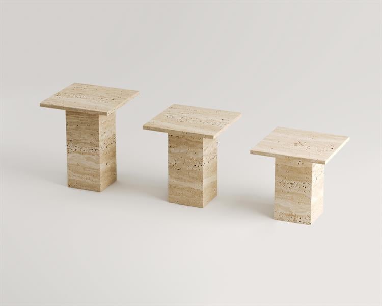 Darlene-Travertine Square Table 3 Side Table
