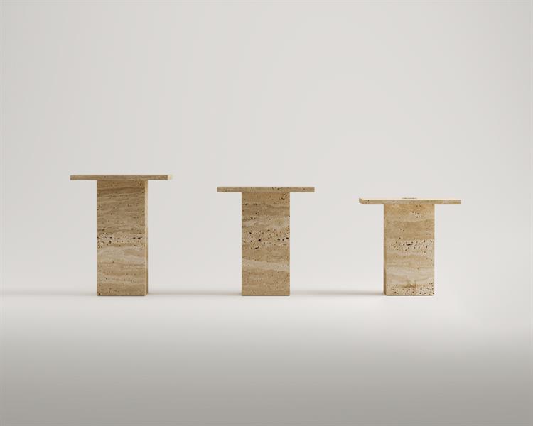 Darlene-Travertine Square Table 3 Side Table