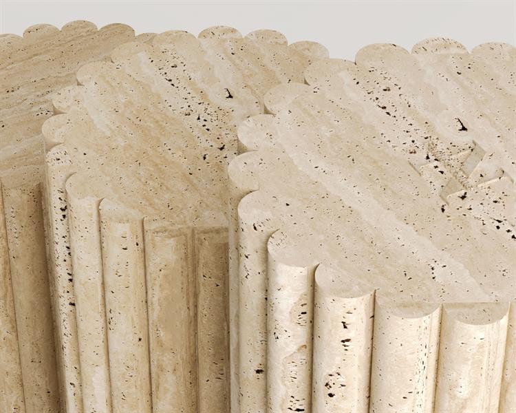 Delilah-Table dappoint à colonnes en travertin à chevrons