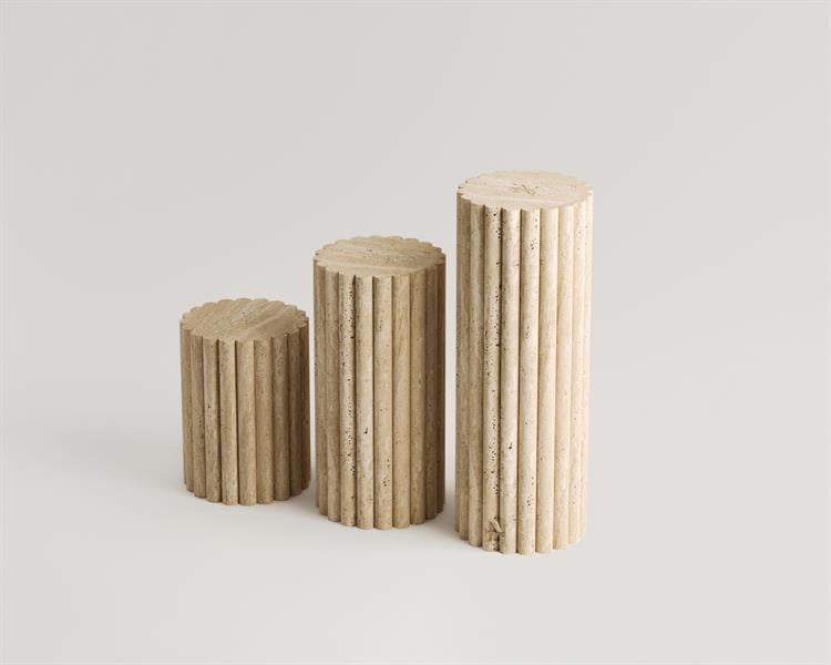 Delilah-Table dappoint à colonnes en travertin à chevrons