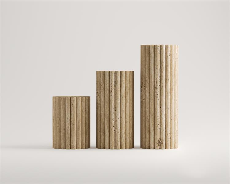 Delilah-Table dappoint à colonnes en travertin à chevrons