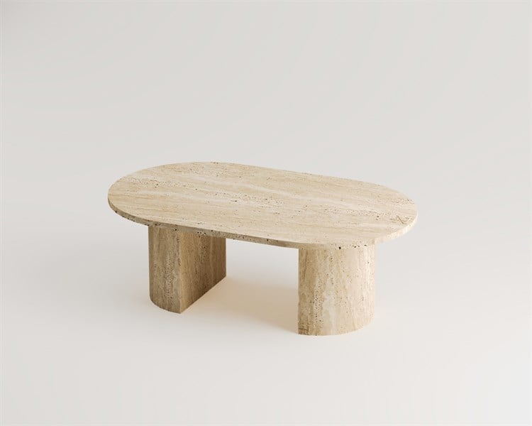 Eirene-Table centrale en travertin émoussé