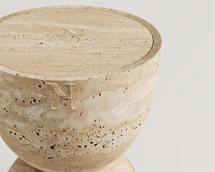 Ella-Table dappoint en travertin central