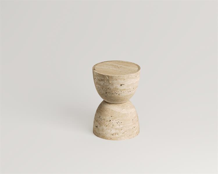 Ella-Table dappoint en travertin central