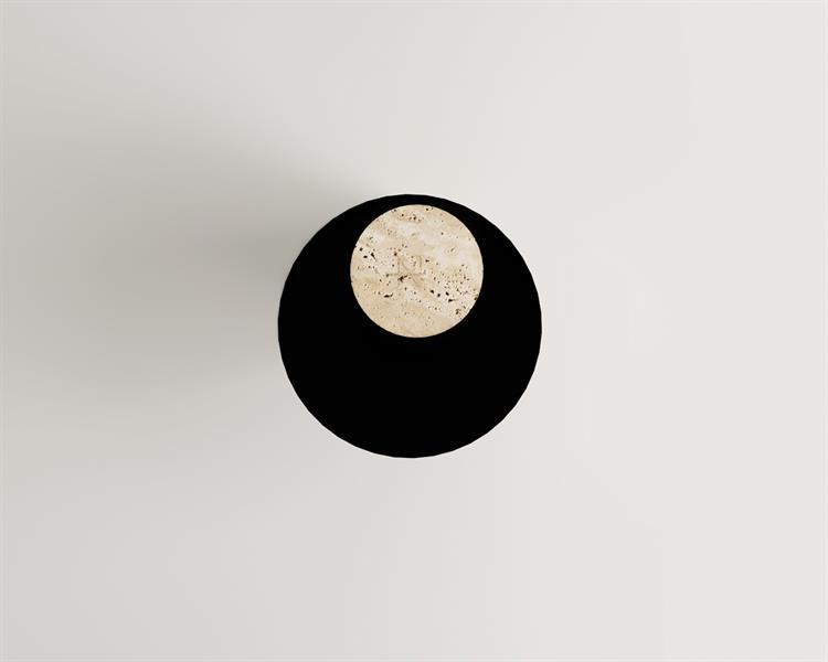 Faith-Guéridon en travertin avec table en métal