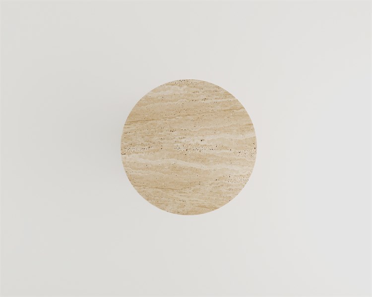 Fylinn-Traverten Ahşap Huni Tek Ayak Yemek Masası