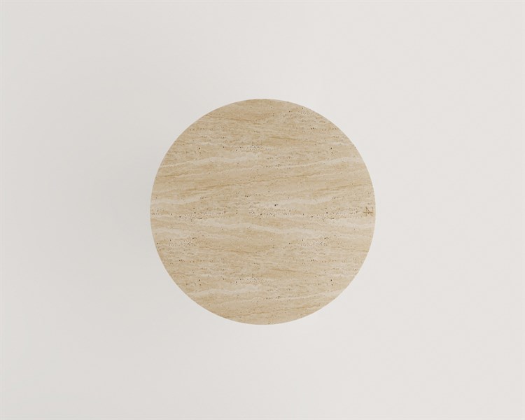 Jozef-Table de salle à manger ronde en travertin à un pied en entonnoir
