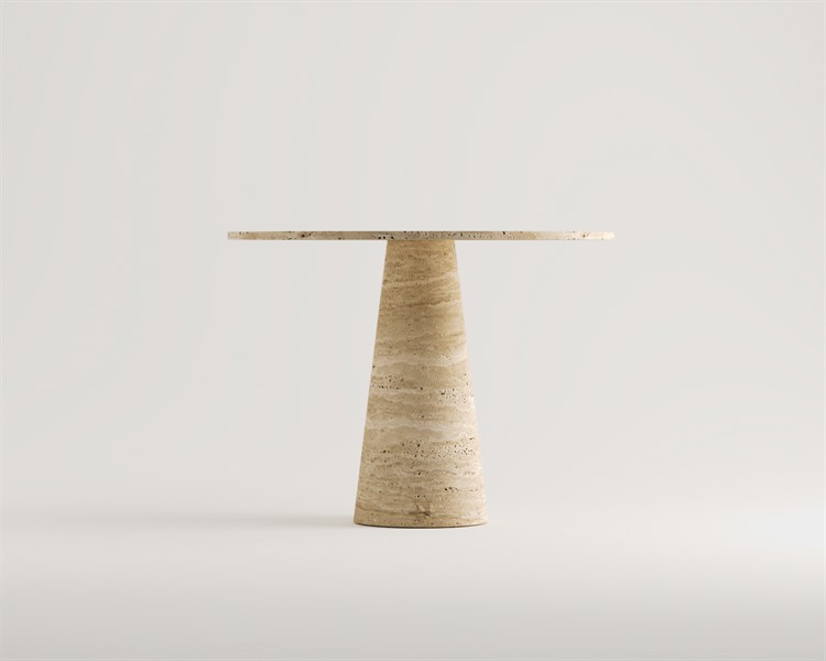 Jozef-Table de salle à manger ronde en travertin à un pied en entonnoir