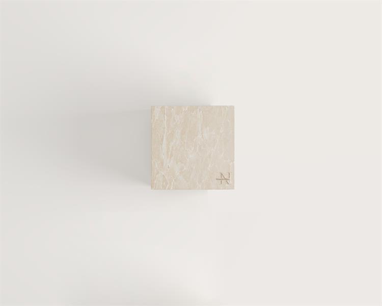 Romeo - Burdur Bej Mermer Küp Yan Sehpa