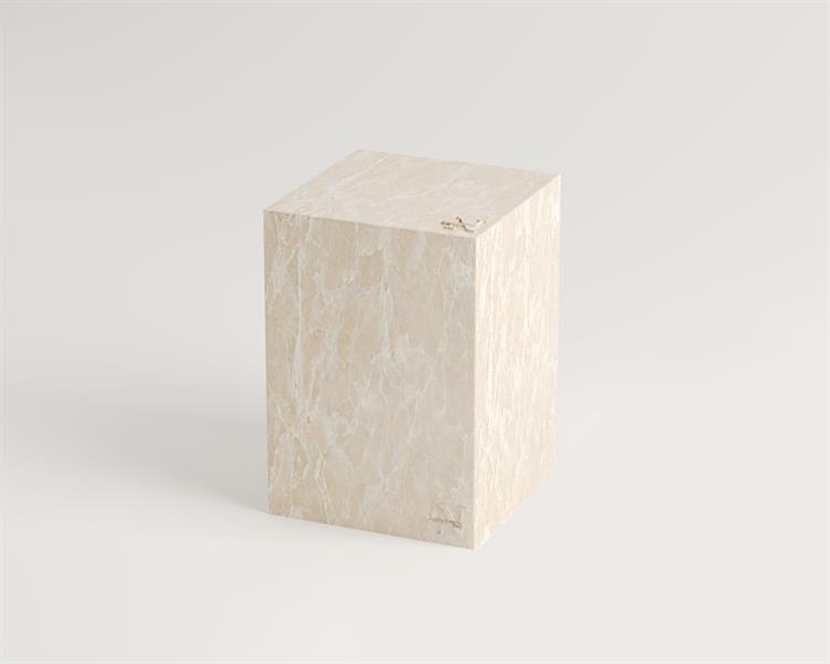 Romeo - Burdur Bej Mermer Küp Yan Sehpa