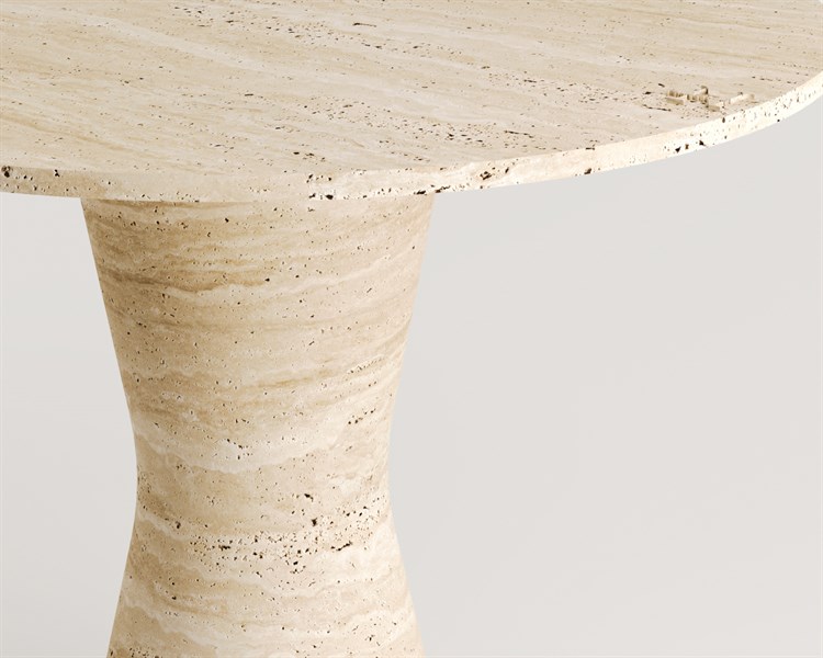 Selenit-Table sablier en travertin