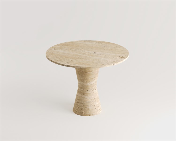 Selenit-Table sablier en travertin