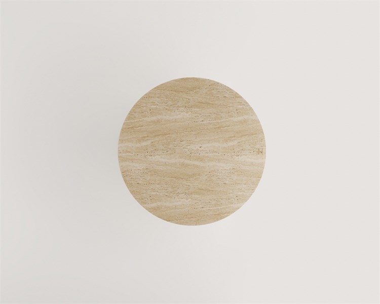 Xia - Table de salle à manger en travertin à pieds hexagonaux ronds