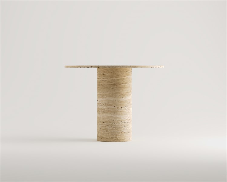 Zack-Table de salle à manger ronde en travertin à pied cylindrique unique