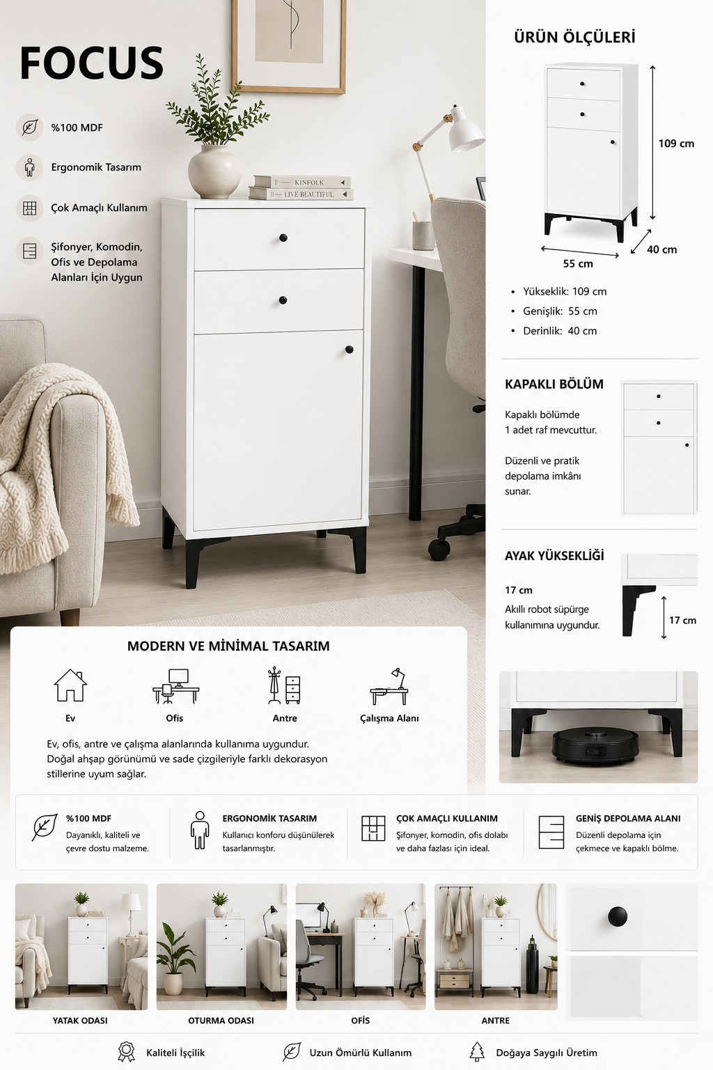 Focus Şifonyer(%100MDF)
