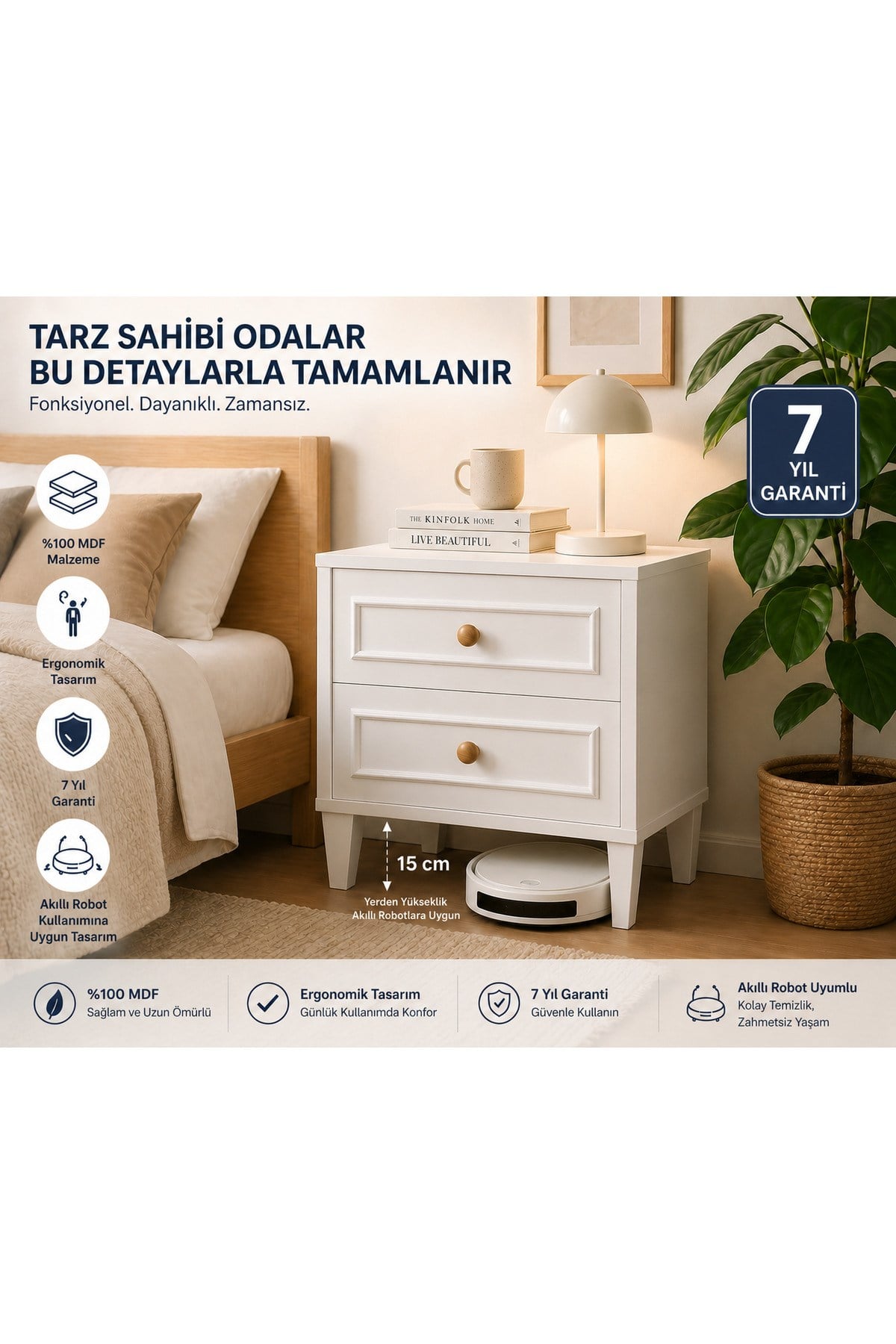 madrid 2 çekmeceli komodin (%100mdf)