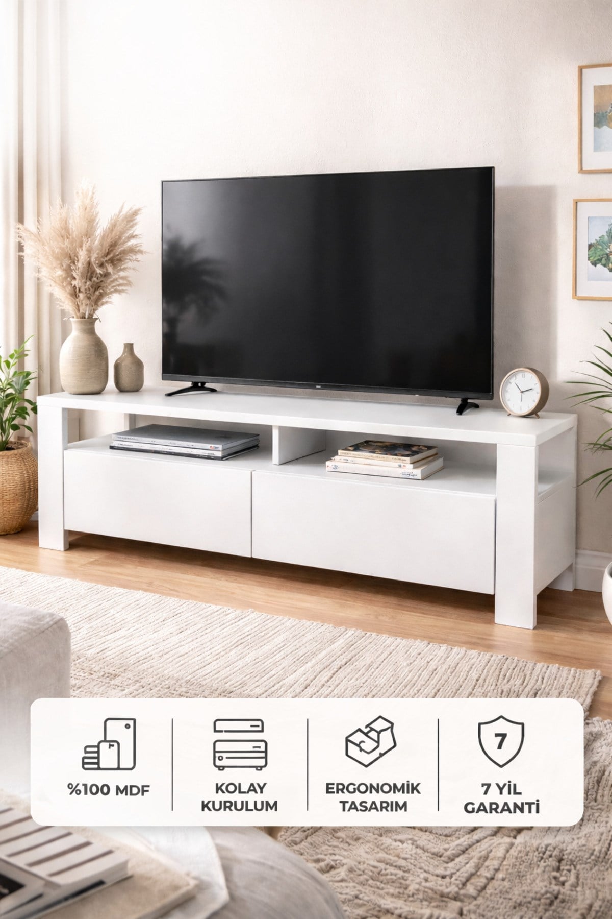 Mocca Tv Ünitesi Beyaz (%100MDF)