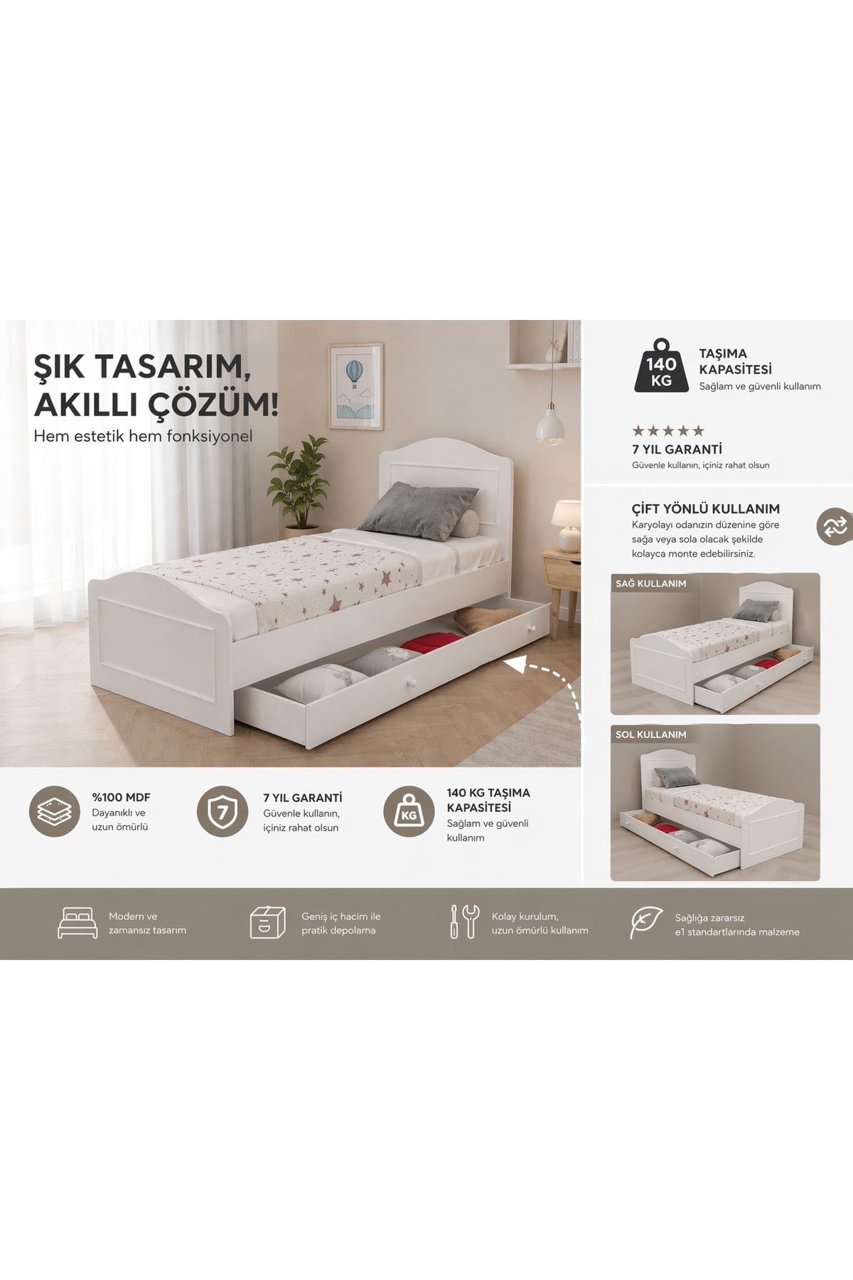 Montes Yavrulu Karyola (100X200) (%100MDF)