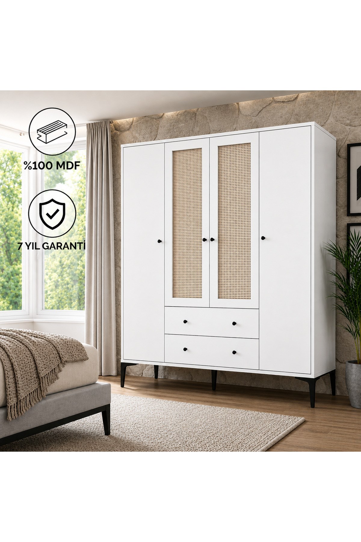 Trio 4 Kapılı Dolap(%100MDF)