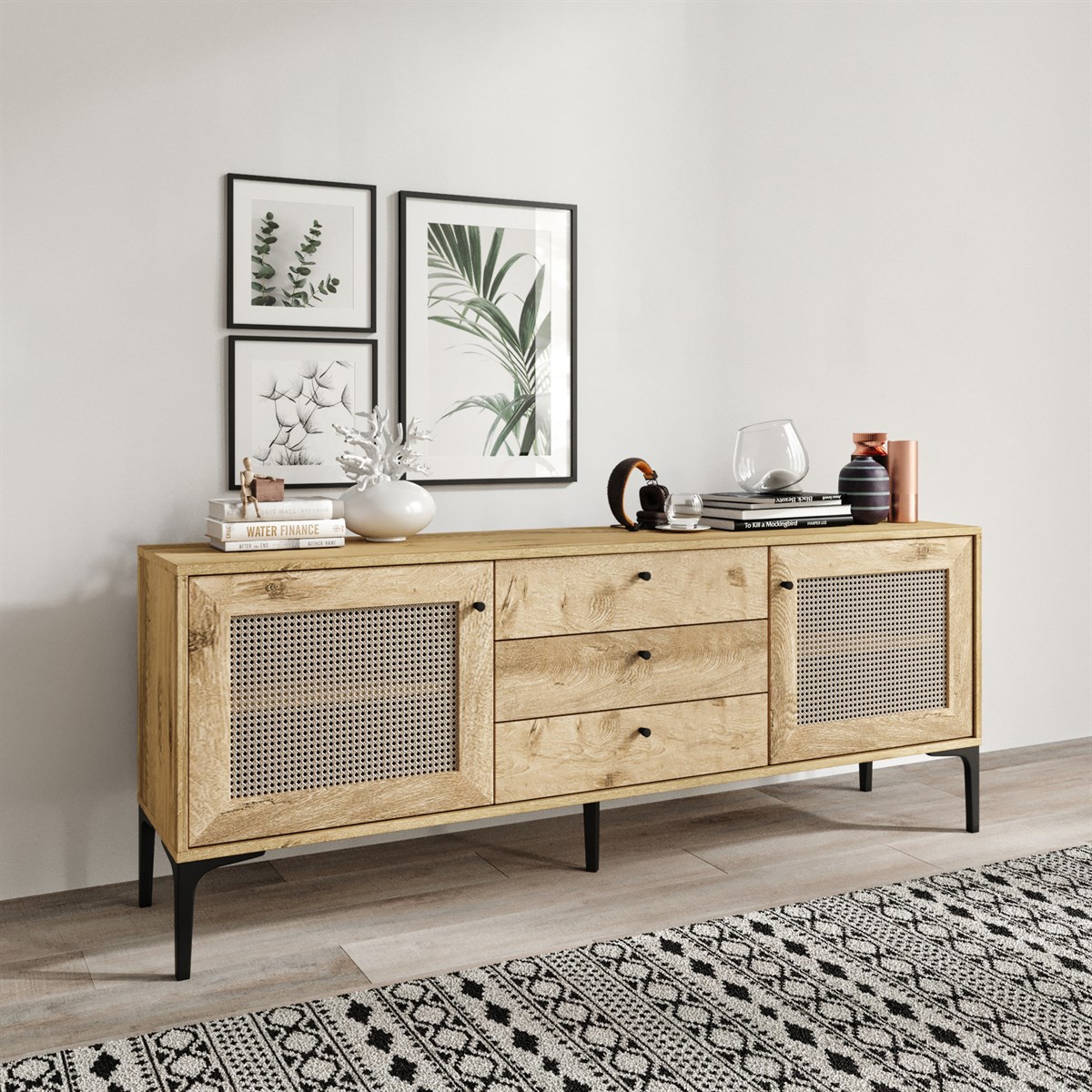 TRİO 3 ÇEKMECELİ KONSOL MEŞE (%100MDF)