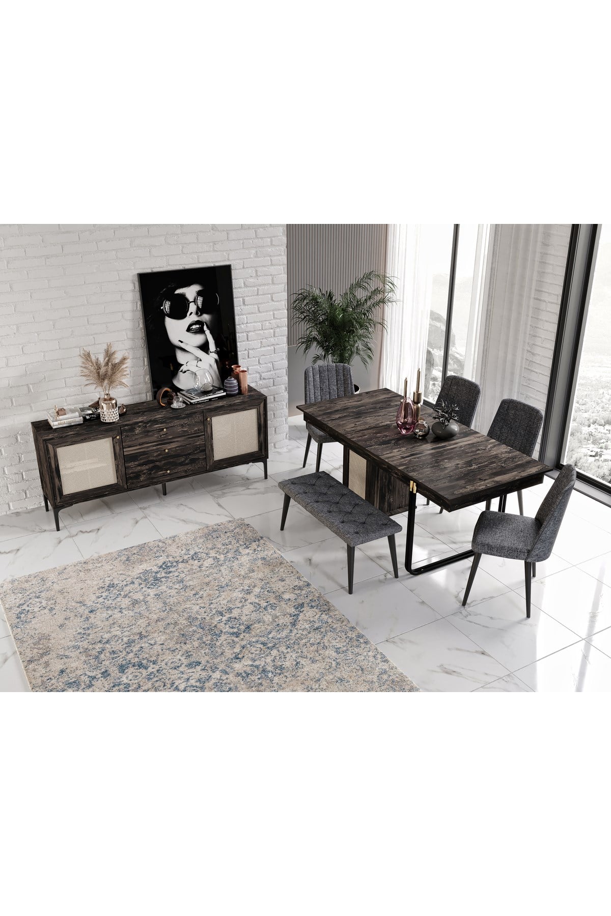 TRİOO TUVALO YEMEK ODASI TAKIMI (%100MDF)