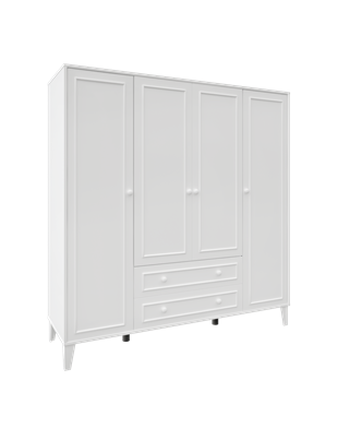 madrid 4 kapaklı,2 çekmeceli,10 raflı dolap/gardırop(%100mdf)