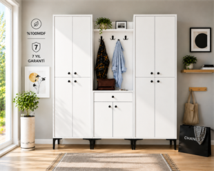 paris xl vestiyer,aayrı kullanıma uygun raflı,depolama alanlı vestiyer/portmanto(%100mdf)