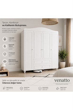 Sandy 4 Kapılı Dolap/gardırop (%100MDF)
