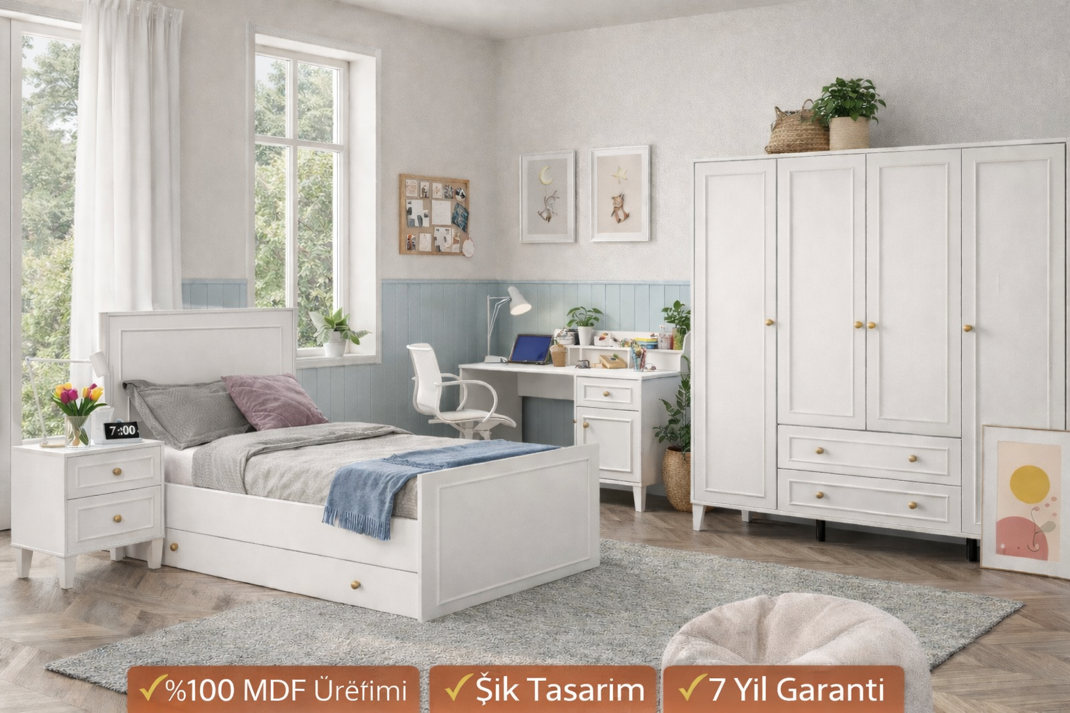 MADRİD GENÇ ODASI TAKIMI(%100MDF)