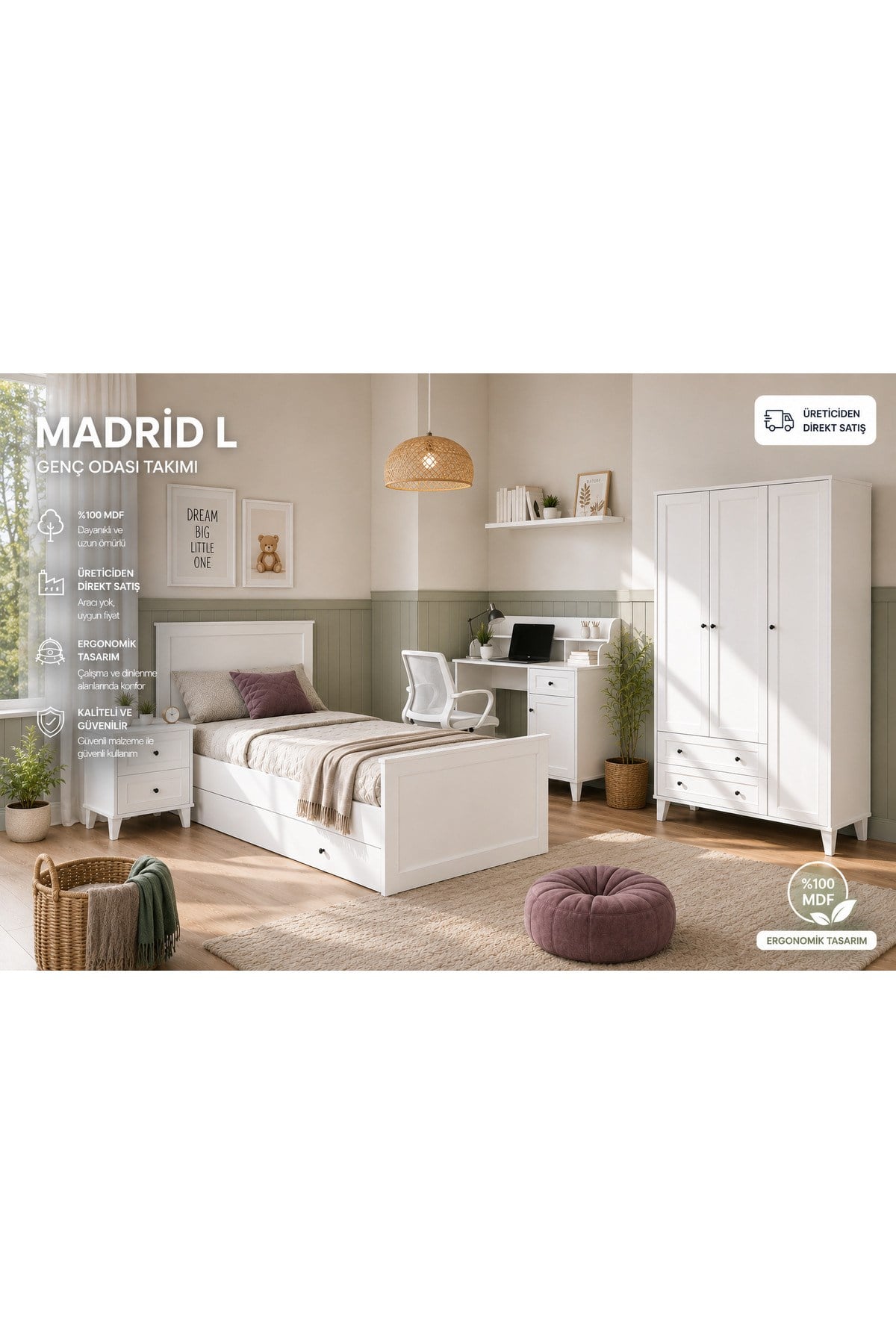 MADRİD LARCH GENÇ ODASI (%100MDF)