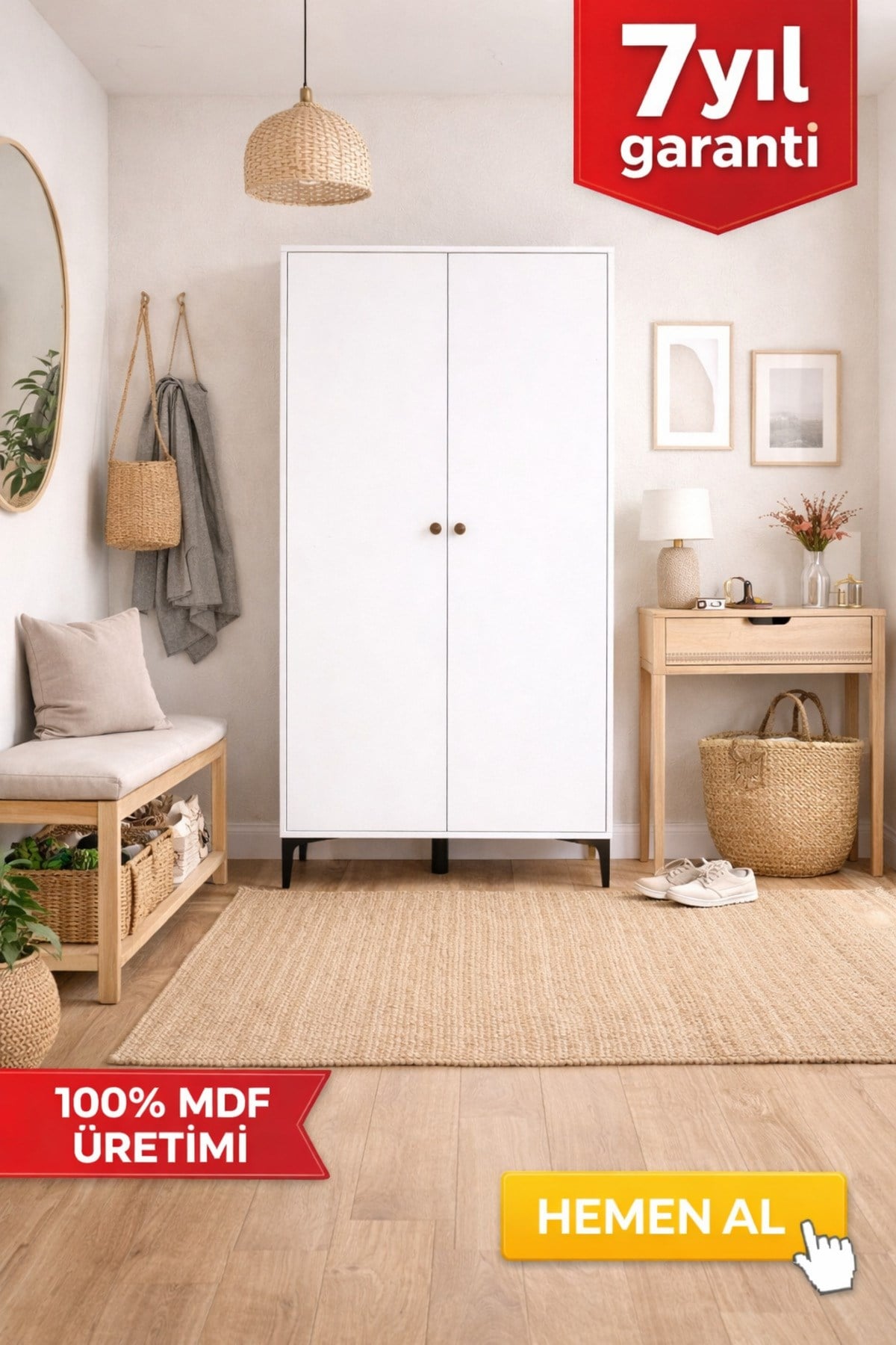 Massimo Vestiyer/portmanto Beyaz (%100MDF)