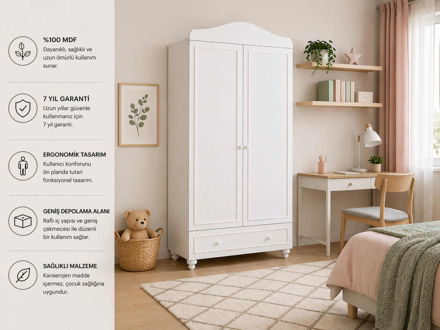 MONTES 2 KAPILI DOLAP/GARDIROP (%100MDF)
